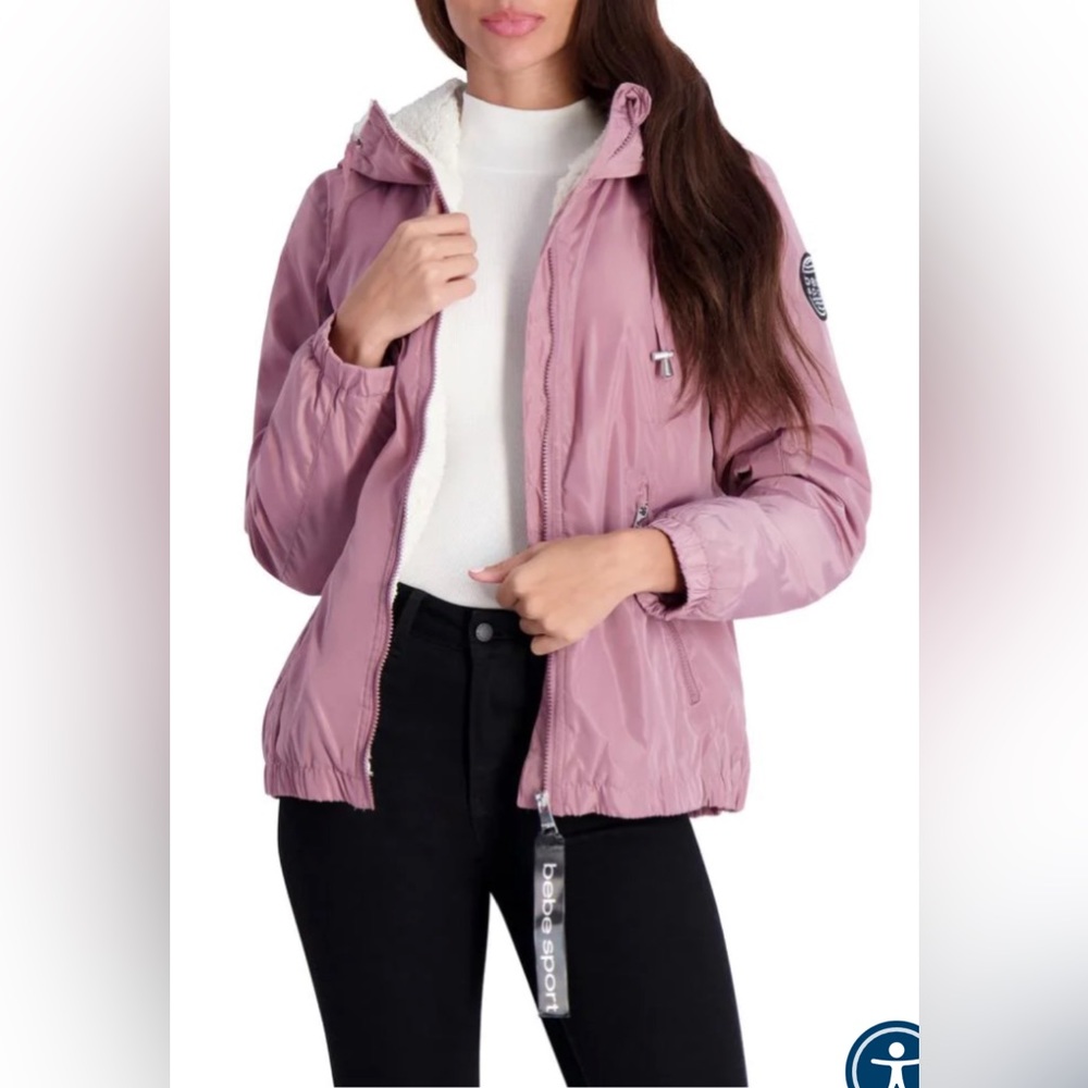 NWOT Bebe Sport Faux Fur Lined Lightweight Puffer Jacket